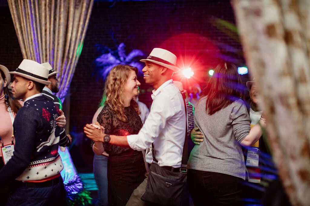 Man and woman dancing at an event at Terminus 330