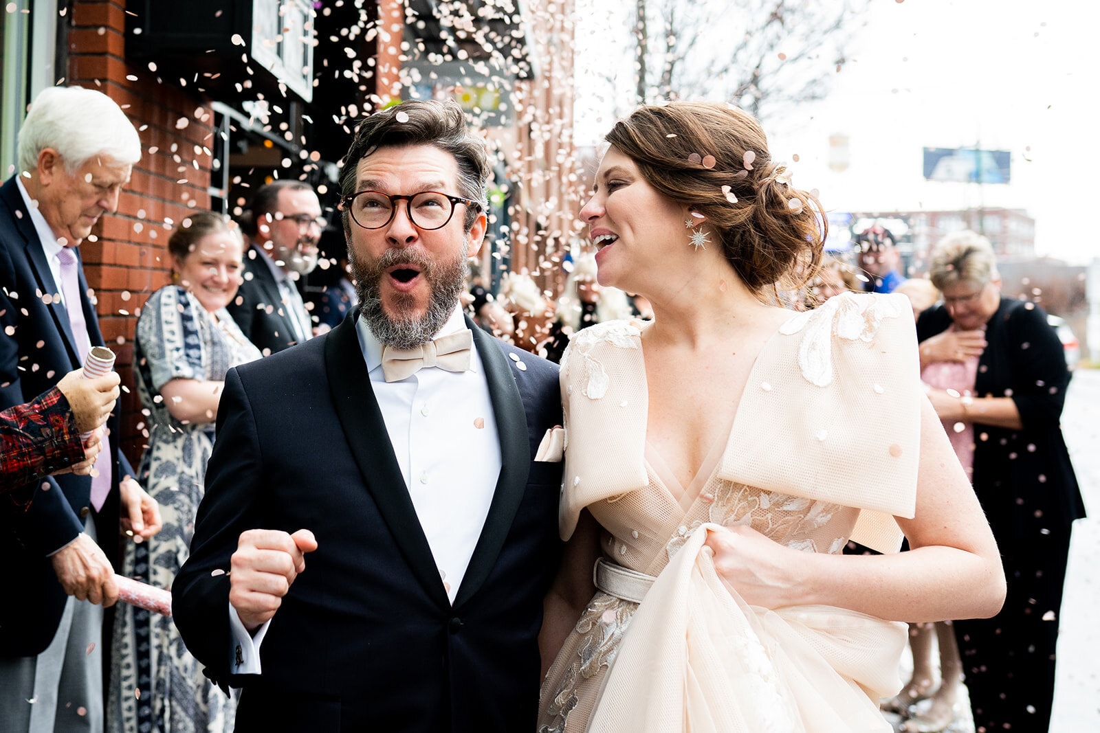 Couple celebrating after wedding ceremony