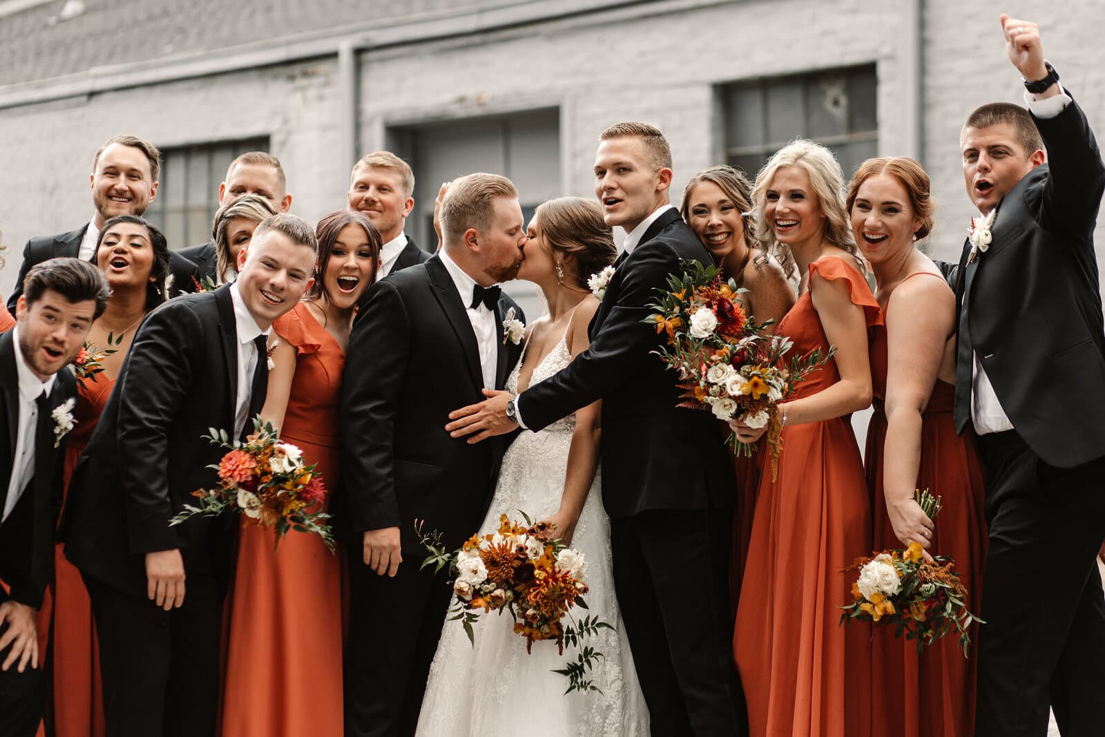 Bridesmaids with groomsmen