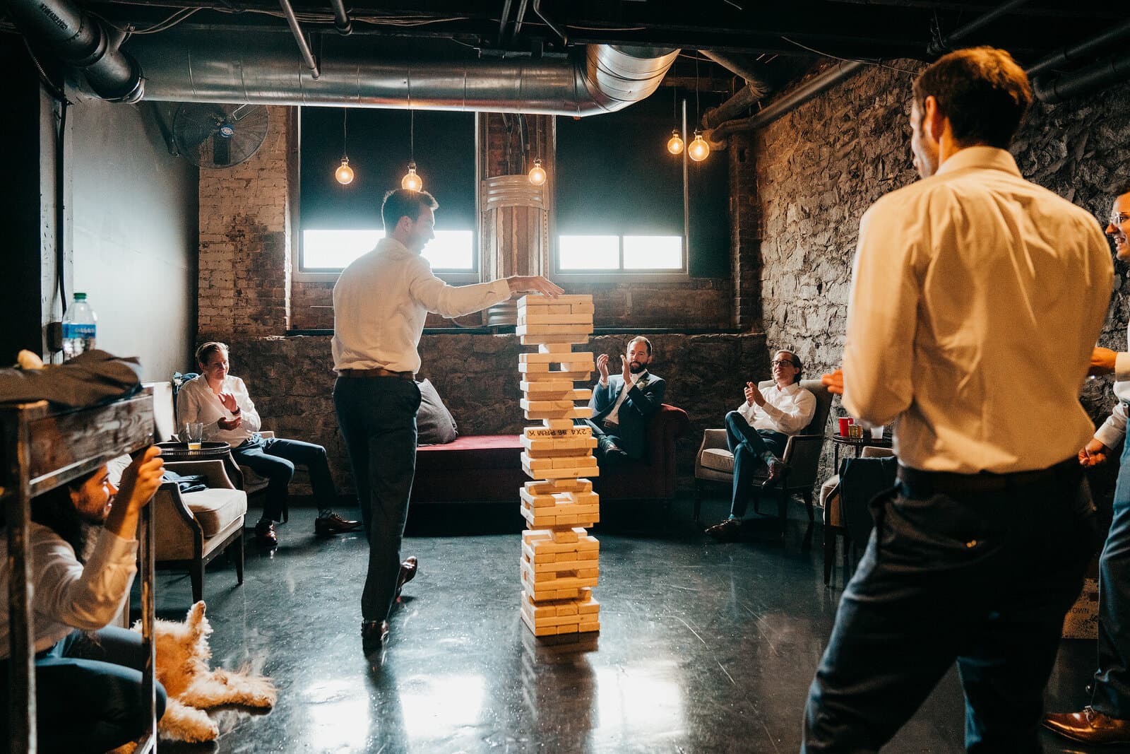 Jenga game in the Cellar