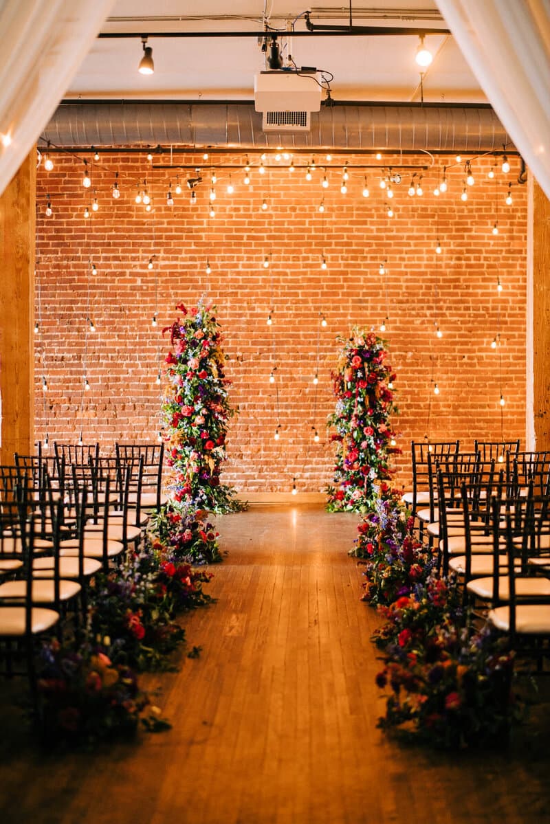 Floral altar for wedding ceremony