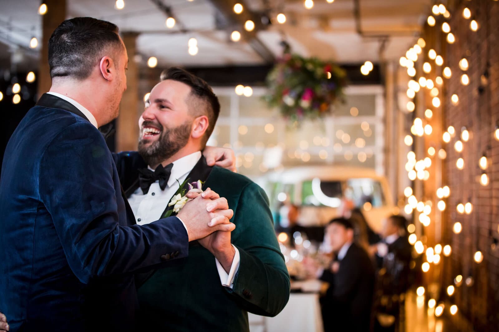 Same-sex couple dancing